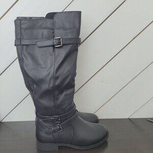 NEW Journee Collection Bite Womens Size 10 Black Knee High Riding Boots